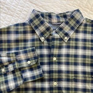 Izod Saltwater Mens Green Blue Casual Button Down Long-sleeve Shirt Size Large